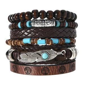 Brown and Turquoise Boho Bracelet Set